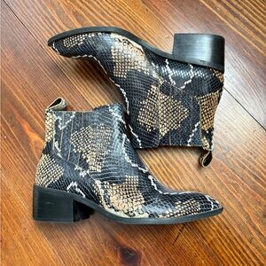 Snakeskin booties
